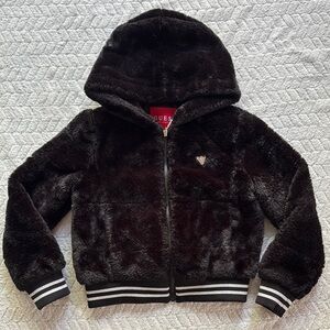 Guess Black Faux Fur Jacket Size 7